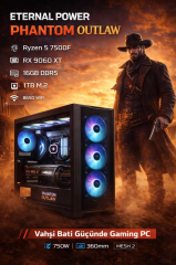 Eternal Power RDR2 OUTLAW Ryzen 5 7500F RX 9060 XT 16GB DDR5 1TB M.2 B650 WIFI 750W 360mm MESH 2 Gaming PC