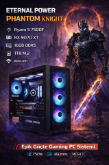 Eternal Power KNIGHT Ryzen 5 7500F RX 9070 XT 16GB DDR5 1TB M.2 B650 WIFI 750W 360mm MESH 2 Gaming PC