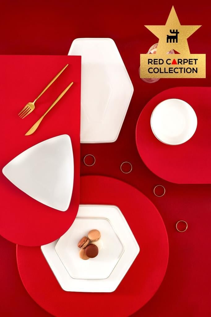 Karaca Red Carpet Collection Stream Bone Geo 59 Parça 12 Kişilik Yemek Takımı Gold Outlet
