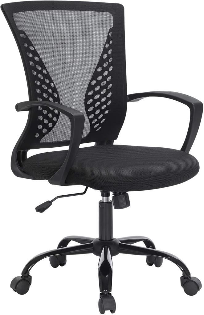 SONGMICS Ofis Sandalyesi, 360 Döner Sandalye, Sallanma Fonksiyonlu, Nefes Alabilir, Ofis, Çalışma Odası, 120 Kg'A Kadar Taşıyabilir, Siyah, Obn22Bk Outlet