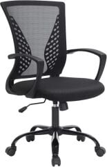 SONGMICS Ofis Sandalyesi, 360 Döner Sandalye, Sallanma Fonksiyonlu, Nefes Alabilir, Ofis, Çalışma Odası, 120 Kg'A Kadar Taşıyabilir, Siyah, Obn22Bk Outlet