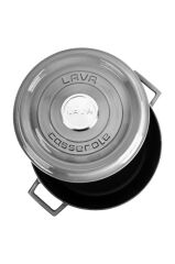 Lava Premium Majolik Gri 24 cm Çok Amaçlı Yayvan Döküm Tencere Teşhir