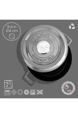 Lava Premium Majolik Gri 24 cm Çok Amaçlı Yayvan Döküm Tencere Teşhir