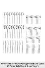 Karaca Moongate 316 Premium 84 Parça 12 Kişilik Çatal Kaşık Bıçak Takımı Outlet