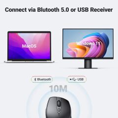 UGREEN Kablosuz Ergonomik Fare, USB Alıcılı 2.4GHz 4000 DPI Sessiz İnce Kablosuz Bluetooth Fare, Tablet,PC,Dizüstü Bilgisayar ile Uyumlu - Teşhir