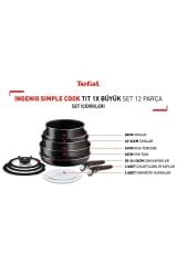 Tefal L15392 Ingenio Tit 1X SimpleCook Tava ve Tencere Seti 12 Parça