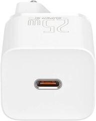 Baseus Super Si Power Delivery 25W USB-C & USB-C Kablo ve Hızlı Şarj Cihazı Seti, Beyaz