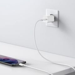 Baseus Super Si Power Delivery 25W USB-C & USB-C Kablo ve Hızlı Şarj Cihazı Seti, Beyaz