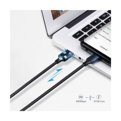 Ugreen USB-A & USB-C Şarj ve Data Kablosu, 2 Metre, Siyah