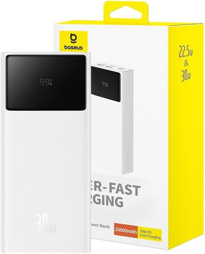 Baseus Star Lord 30 W Beyaz 20000 mAh Hızlı Şarj Powerbank Teşhir