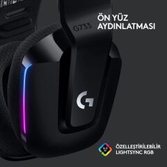 Logitech G733 7.1 981-000864 Siyah Kablosuz Mikrofonlu Kulak Üstü Oyuncu Kulaklığı - Teşhir
