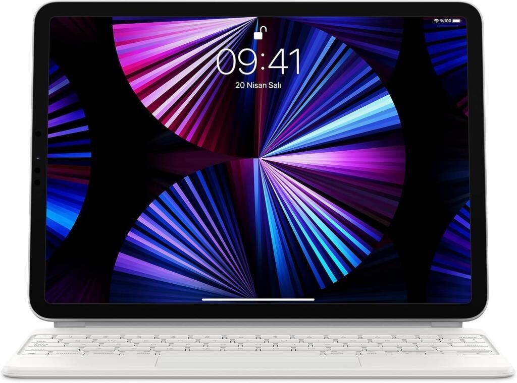 Apple Magic Keyboard: 11 inç iPad Pro ve iPad Air (4. ve 5. nesil) için iPad klavyesi ve kılıfı, harika yazma deneyimi, yerleşik trackpad, Türkçe F Klavye - Beyaz Outlet