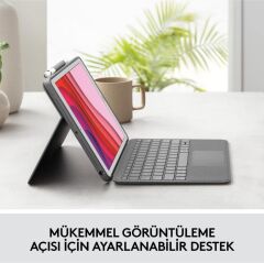 LOGITECH COMBO TOUCH DOKUNMATİK PANELLİ KLAVYELİ KILIF GRİ IPAD PRO 12.9 INC 5. GEN. 920-010186 - Teşhir