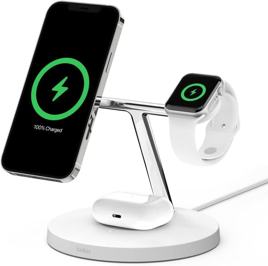 Belkin Boost Charge Pro WIZ009VFWH 3in1 Beyaz Hızlı Kablosuz Şarj Aleti - Outlet