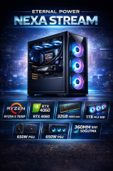 Eternal Power NEXA STREAM Ryzen 5 7500F RTX 4060 32GB DDR5 1TB M.2 B650M WIFI 650W 360mm Gaming PC