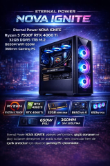 Eternal Power NOVA IGNITE Ryzen 5 7500F RTX 4060 Ti 32GB DDR5 1TB M.2 B650M WIFI 650W 360mm Gaming PC