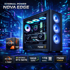 Eternal Power NOVA EDGE Ryzen 5 7500F RTX 5070 16GB DDR5 1TB M.2 B650M WIFI 750W 360mm Gaming PC