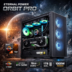 Eternal Power ORBIT PRO Ryzen 5 7500F RTX 5090 16GB DDR5 1TB M.2 B650M WIFI 1000W 360mm Gaming PC