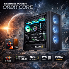 Eternal Power ORBIT CORE Ryzen 5 7500F RTX 5090 16GB DDR5 1TB M.2 B650M WIFI 1000W 360mm Gaming PC
