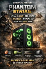 Eternal Power PHANTOM STRIKE Ryzen 5 7500F RTX 4060 Ti 32GB DDR5 1TB M.2 B650M WIFI 650W 360mm Gaming PC