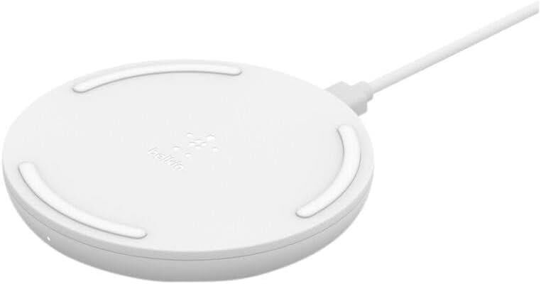 Belkin BoostCharge 10 W, iPhone 15, 14, 13, 12, SE, 11, XS, XR, X,8, Samsung Galaxy, Google Pixel uyumlu Hızlı Kablosuz Şarj Cihazı, Beyaz Outlet