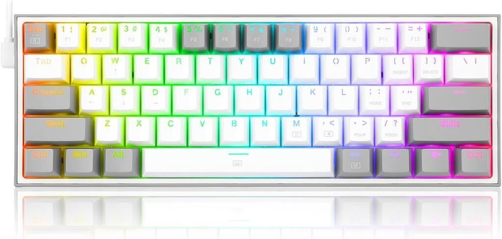 Redragon K617 Beyaz-Gri RGB %60 TKL Red Switch Kablolu Mekanik Oyuncu Klavyesi Teşhir