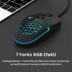 Lenovo Lecoo MS105 RGB Ergonomik Optik Kablolu Oyuncu Mouse