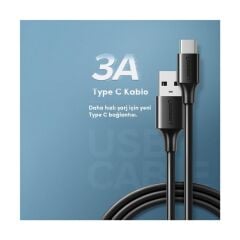 Ugreen USB-A & USB-C Şarj ve Data Kablosu, 2 Metre, Siyah