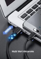 Ugreen USB to Micro USB Hızlı Şarj Kablosu Siyah 2 Metre