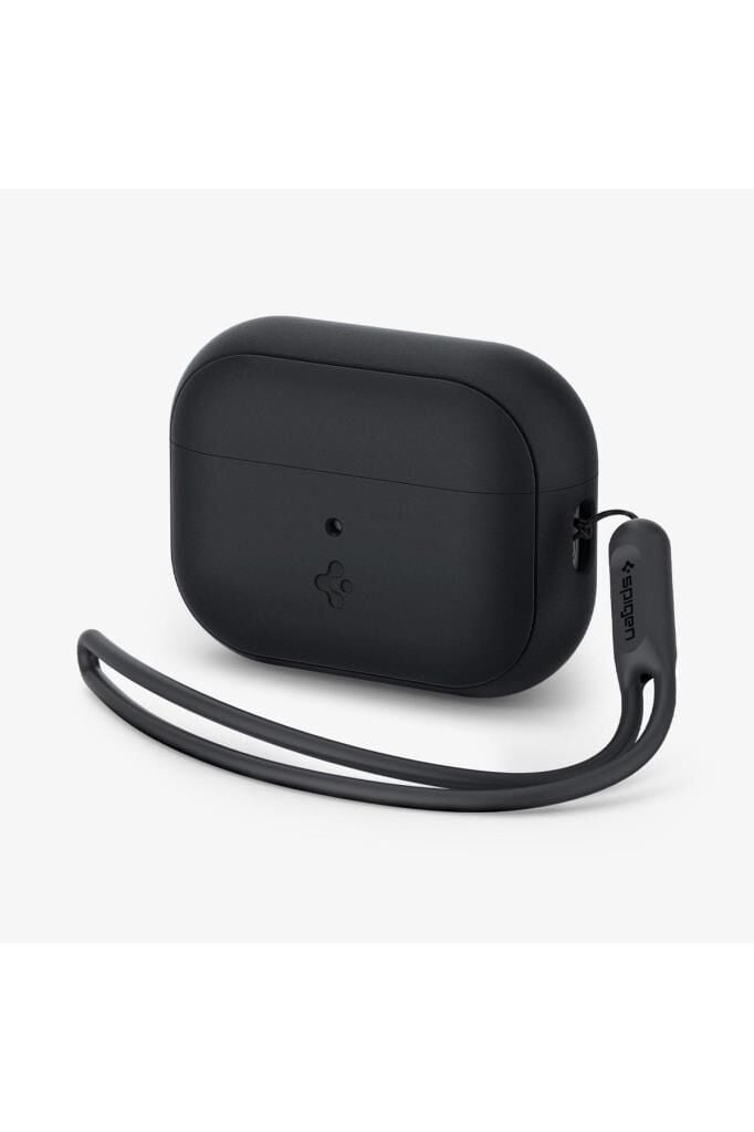 Spigen AirPods Pro (2.Nesil) Kılıf, Spigen Silicone Fit + Strap (Askı İpi) Black Outlet