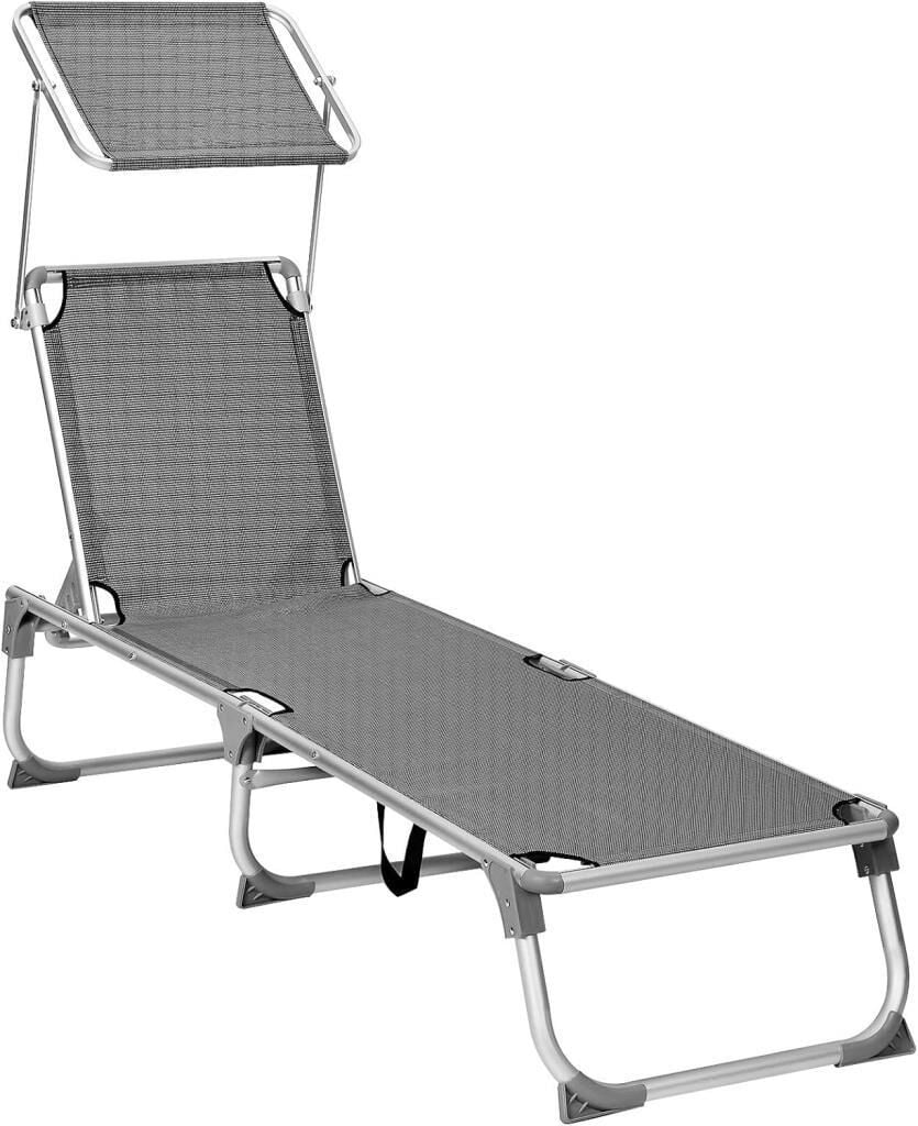 Songmics GCB19 55x193x31 cm Gölgelikli Katlanabilir Şezlong