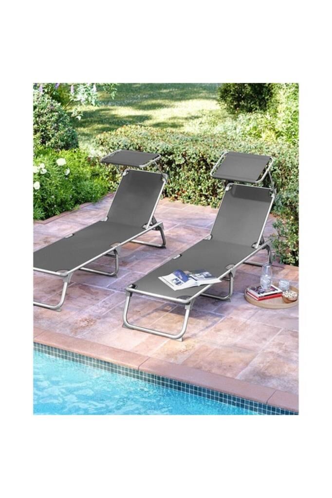 Songmics GCB19 55x193x31 cm Gölgelikli Katlanabilir Şezlong - OUTLET