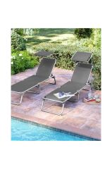 Songmics GCB19 55x193x31 cm Gölgelikli Katlanabilir Şezlong - OUTLET