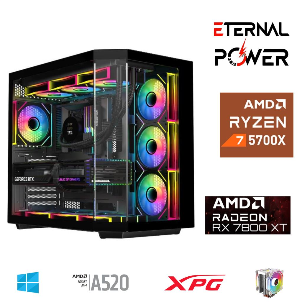 ETERNAL POWER RYZEN 7 5700X 32G DDR4 1TB M.2 RX7800XT A520 A650W