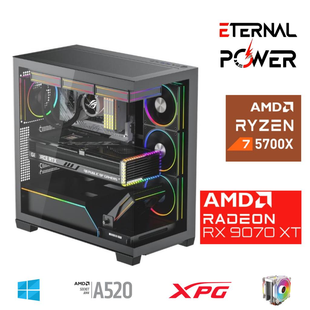 ETERNAL POWER RYZEN 7 5700X 32G DDR4 1TB M.2 RX9070XT A520 T750W