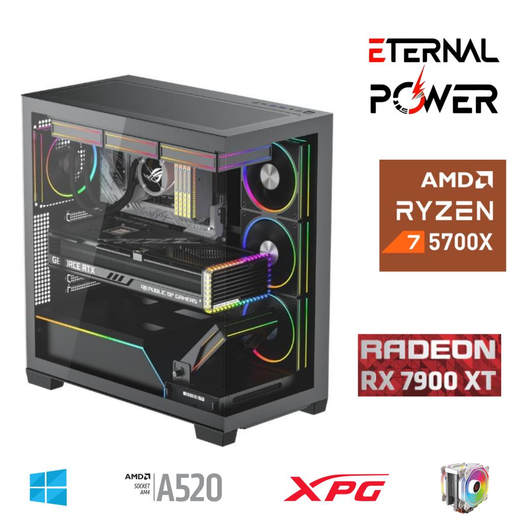 ETERNAL POWER RYZEN 7 5700X 32G DDR4 1TB M.2 RX7900XT A520 T750W
