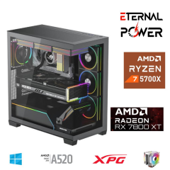 ETERNAL POWER RYZEN 7 5700X 32G DDR4 1TB M.2 RX7800XT A520 T650W