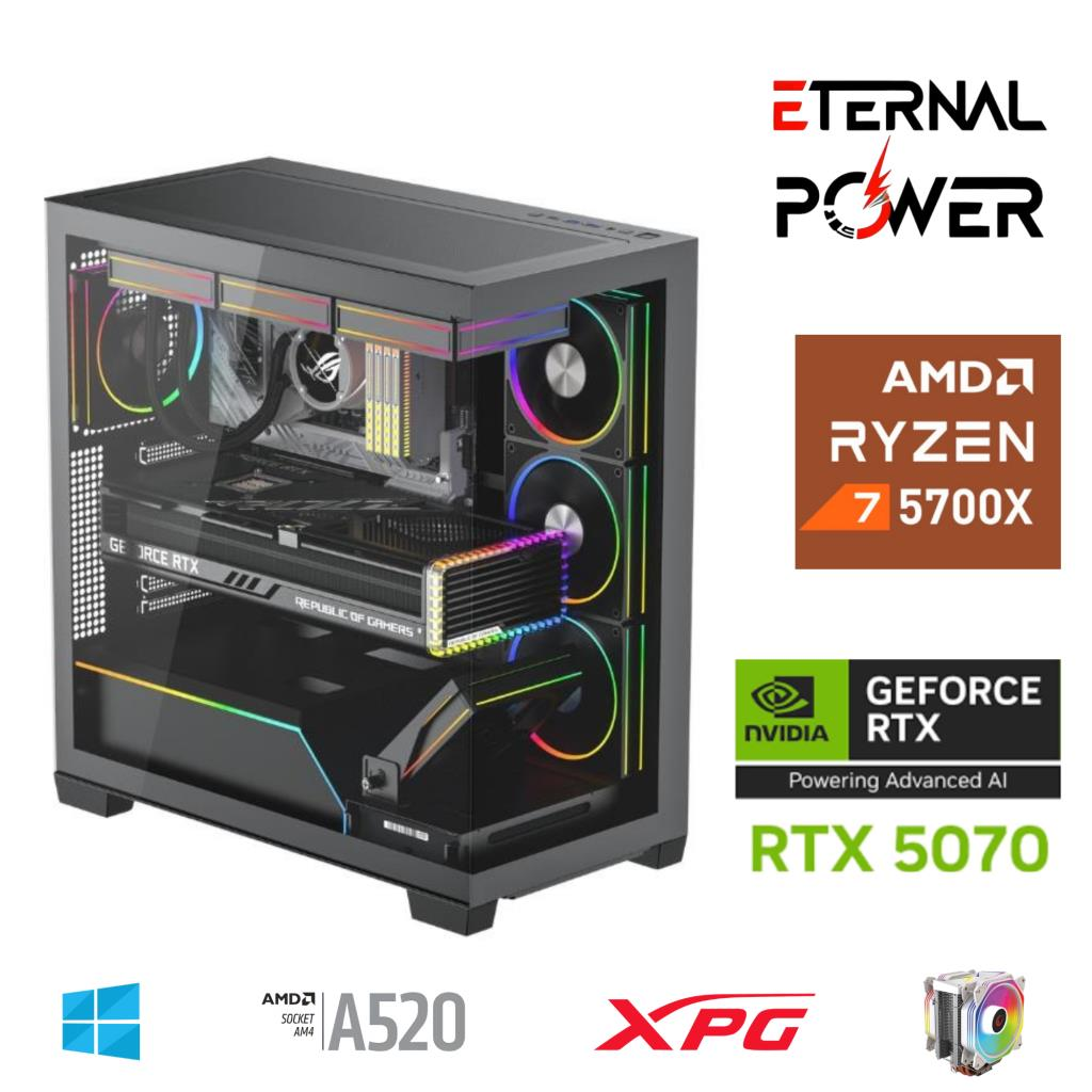 ETERNAL POWER RYZEN 7 5700X 32G DDR4 1TB M.2 RTX5070 A520 T750W