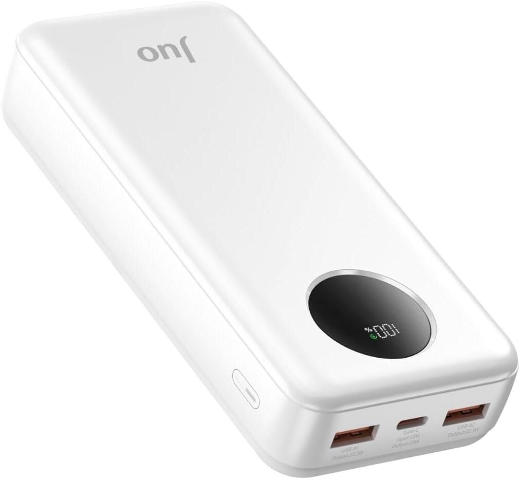 Juo 20000MAH 22.5W Dijital LED Ekranlı Taşınabilir Hızlı Şarj Cihazı Powerbank Beyaz Teşhir