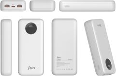 Juo 20000MAH 22.5W Dijital LED Ekranlı Taşınabilir Hızlı Şarj Cihazı Powerbank Beyaz Teşhir