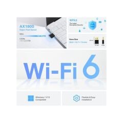 TP-LINK Archer TX20U Nano | Wi-Fi 6 Nano USB | AX1800 Mbps | Çift Bant | MU-MIMO | USB 3.0 | WPA3 | Windows 10/11