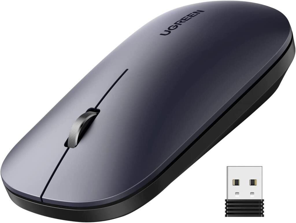 Ugreen Kablosuz Ergonomik Fare, Usb Alıcılı 2.4Ghz 4000 Dpı Sessiz İnce Kablosuz Bluetooth Fare, Tablet,Pc,Dizüstü Bilgisayar İle Uyumlu.