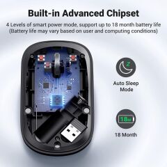 Ugreen Kablosuz Ergonomik Fare, Usb Alıcılı 2.4Ghz 4000 Dpı Sessiz İnce Kablosuz Bluetooth Fare, Tablet,Pc,Dizüstü Bilgisayar İle Uyumlu.